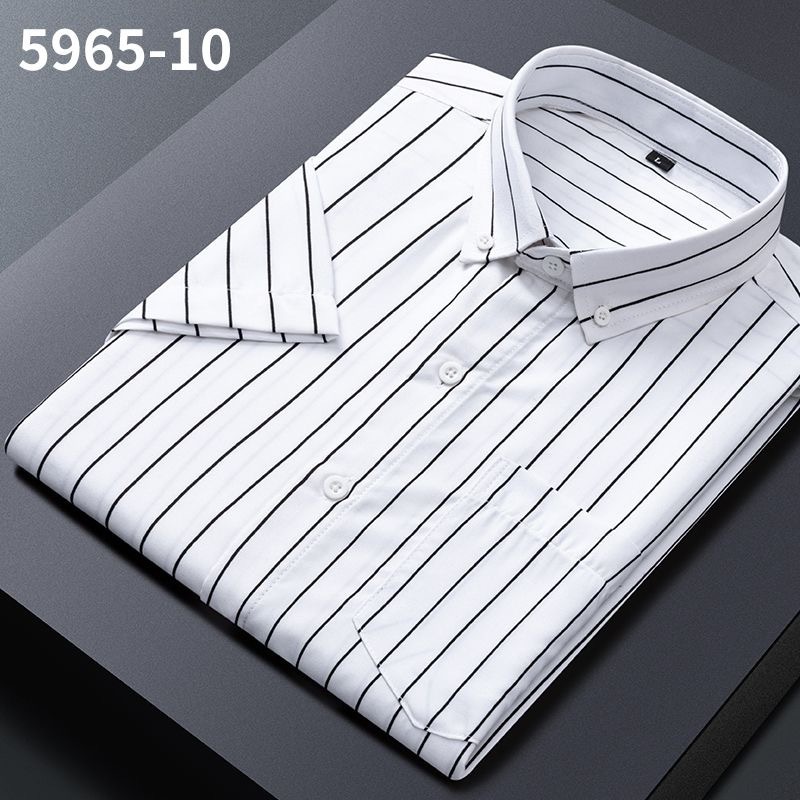 Áo Sơ Mi Nam Sọc Thời Trang Công Sở Áo Sơ Mi Tay Ngắn Nút Cotton Xuống Áo Sơ Mi Thường Ngày