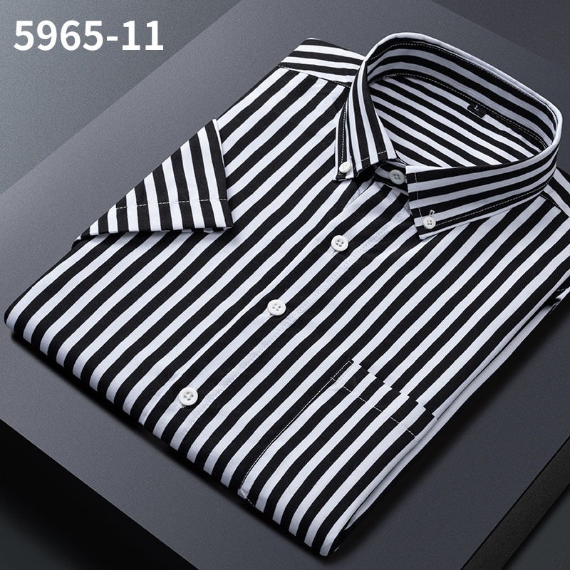 Áo Sơ Mi Nam Sọc Thời Trang Công Sở Áo Sơ Mi Tay Ngắn Nút Cotton Xuống Áo Sơ Mi Thường Ngày