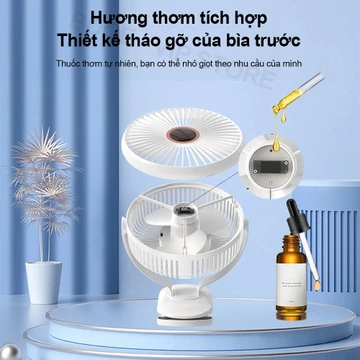 BREZZY ( MẪU MỚI 2024)Quạt Tích Hợp Đèn Ngủ Cao Cấp,Quạt để bàn siêu bền, quạt tích điện , Mini kẹp bàn Tích Điện Pin 22000mAh 50giờ liên tục, kẹp kết hợp đèn ngủ, Điện Kẹp Bàn, 720 Độ