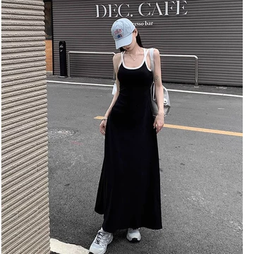 Đầm body nữ dáng dài hở lưng, Váy body nữ 2 dây chéo lưng, trễ vai, sexy, tôn dáng vải thun tăm dáng xòe Hàn Quốc