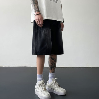 Quần short denim nam ESEA, thời trang và phổ biến kiểu Mỹ cổ điển dáng rộng giản dị thiết kế phong cách Hồng Kông chất lượng cao quần short denim mỏng phong cách trung tính