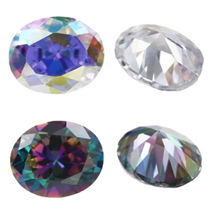 Hình Bầu Dục Cắt Mạ Màu Rời Đá Cubic Zirconia 3x5mm ~ 10x12mm Multiolor CZ Đá Quý Tổng Hợp Cho Trang Sức DIY