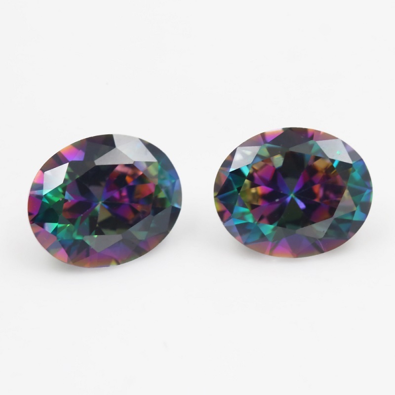 Hình Bầu Dục Cắt Mạ Màu Rời Đá Cubic Zirconia 3x5mm ~ 10x12mm Multiolor CZ Đá Quý Tổng Hợp Cho Trang Sức DIY