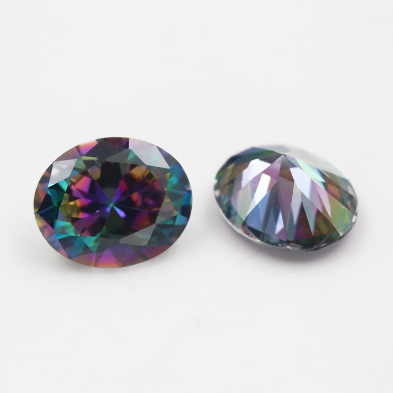 Hình Bầu Dục Cắt Mạ Màu Rời Đá Cubic Zirconia 3x5mm ~ 10x12mm Multiolor CZ Đá Quý Tổng Hợp Cho Trang Sức DIY