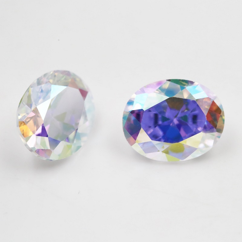 Hình Bầu Dục Cắt Mạ Màu Rời Đá Cubic Zirconia 3x5mm ~ 10x12mm Multiolor CZ Đá Quý Tổng Hợp Cho Trang Sức DIY