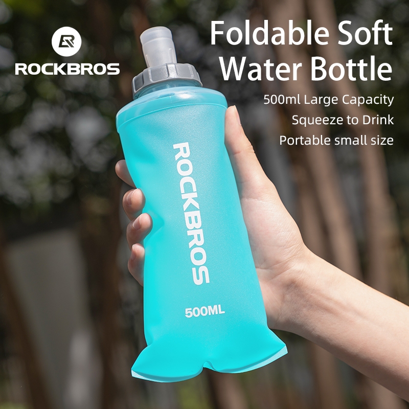 Rockbros Chai Nước Mềm Trọng Lượng Nhẹ Có Thể Gập Lại Túi Gấp Loại Bóp Thể Thao Ngoài Trời Đi Bộ Đường Dài Tumbler Có Nắp Bụi 500ML