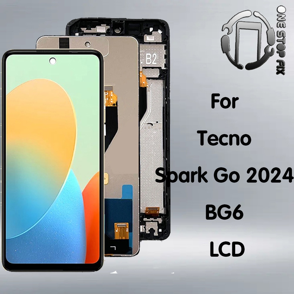 Dành cho Tecno Spark Go 2024 BG6 Màn hình LCD Bộ số hóa màn hình cảm ứng có khung lắp ráp cho Spark Go 2024