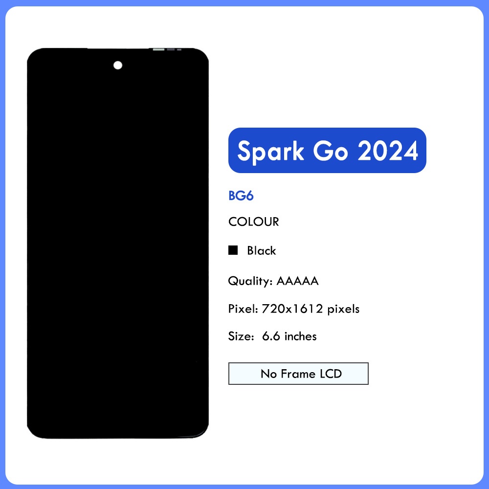 Dành cho Tecno Spark Go 2024 BG6 Màn hình LCD Bộ số hóa màn hình cảm ứng có khung lắp ráp cho Spark Go 2024