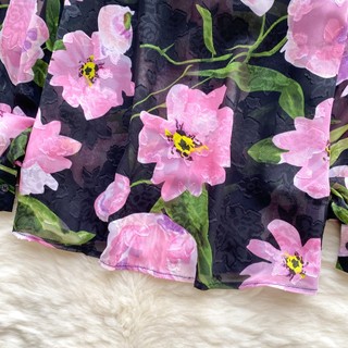 Phong Cách Hàn Quốc Nữ Nữ Voan Rời In Hoa Đèn Lồng Áo Sơ Mi Tay Dài Áo Baju Baju Wanita Lengan Panjang Hàng Mới Sẵn Có