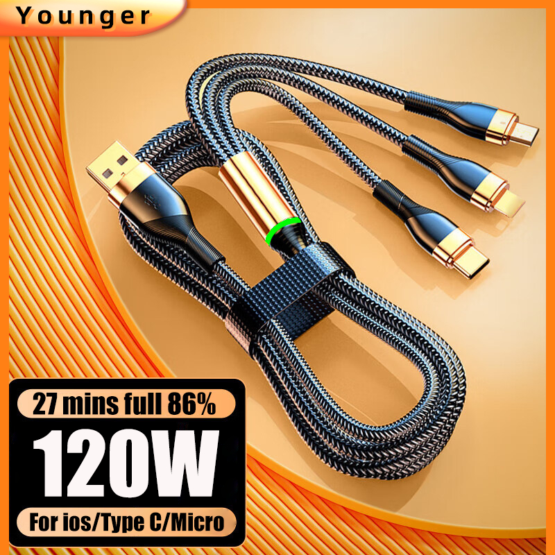 Cáp Sạc Nhanh 120W 3 Trong 1 6A Chất Lượng Cao Micro Type-C