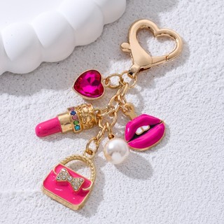 Đẹp Hoa Hồng Đỏ Túi Trái Tim Miệng Men Móc Khóa Hoạt Hình Dễ Thương Quà Tặng Cho Nữ Cô Gái Handmade Trang Trí Bộ Trang Sức