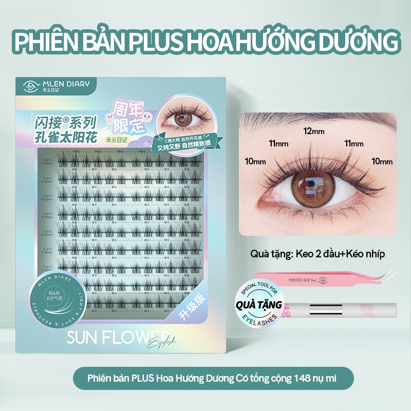 MLEN DIARY Lông Mi Giả Hoa Hướng Dương (9-12 mm) - Set Cụm Mi Trên Và Dưới  Nối Tự Nhiên, Cong Chữ C, Phiên Bản Mới | Shopee Việt Nam