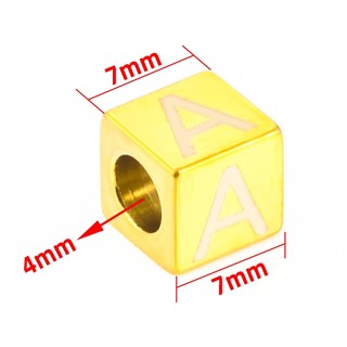 Thép không gỉ Hạt Vuông 26 Chữ Hạt Đánh Bóng Laser Chữ Hạt DIY Trang Sức Làm Phụ Kiện