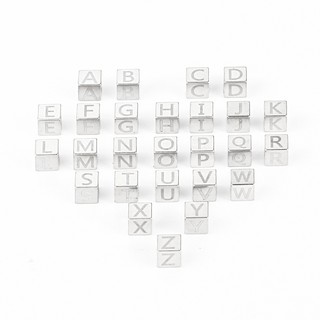 Thép không gỉ Hạt Vuông 26 Chữ Hạt Đánh Bóng Laser Chữ Hạt DIY Trang Sức Làm Phụ Kiện