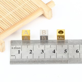 Thép không gỉ Hạt Vuông 26 Chữ Hạt Đánh Bóng Laser Chữ Hạt DIY Trang Sức Làm Phụ Kiện