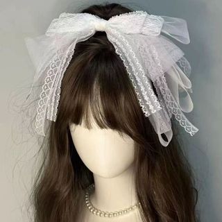 Moka với băng đô nơ ren nhiều lớp thời trang retro cô gái băng đô phụ kiện tóc