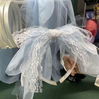 Moka với băng đô nơ ren nhiều lớp thời trang retro cô gái băng đô phụ kiện tóc