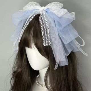 Moka với băng đô nơ ren nhiều lớp thời trang retro cô gái băng đô phụ kiện tóc