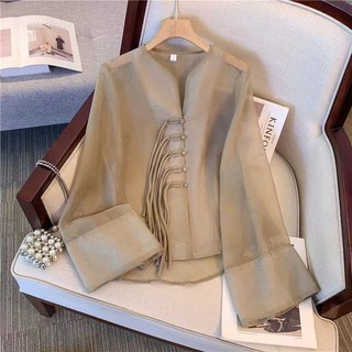 Phong Cách Hàn Quốc Nữ Nữ Áo Sơ Mi Dài Tay Baju Baju Wanita Lengan Panjang Hàng Mới Sẵn Có