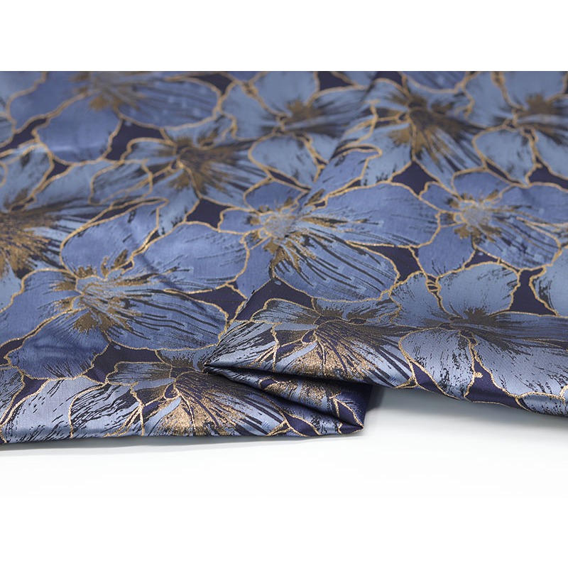 Phong cách mới màu xanh dệt vàng satin jacquard vải quần áo áo áo sơ mi vải sườn xám vải tự làm thủ công 50x150cm TJ6031