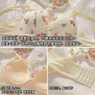 Quần lót tập hợp ngực nhỏ dành cho nữ sau sức khỏe 【 Retro Tranh sơn dầu Hoa hồng 】 Vòng thép không thể điều chỉnh Áo ngực gợi cảm cho bé gái
