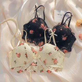 Quần lót tập hợp ngực nhỏ dành cho nữ sau sức khỏe 【 Retro Tranh sơn dầu Hoa hồng 】 Vòng thép không thể điều chỉnh Áo ngực gợi cảm cho bé gái