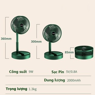 Quạt Để Bàn Gấp Gọn Có Thể Điều Chỉnh Độ Cao , 3 Tốc Độ Gió, Cổng Sạc USB Xoay 180 Độ USB Folding Fan【Chiosala12】