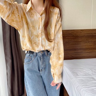 Áo Sơ Mi Voan Hoa Tay Dài Thời Trang Dành Cho Nữ