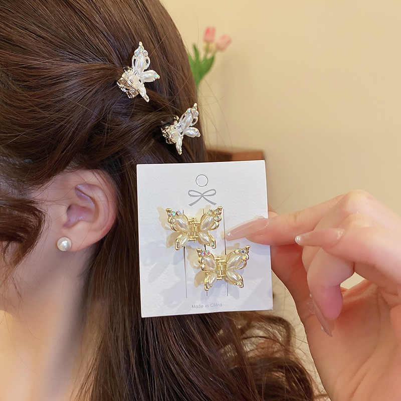 Kẹp tóc nhỏ ngọc trai đính kim cương niche nhẹ phong cách sang trọng kẹp kẹp thời trang thiết kế cao cấp phụ kiện tóc
