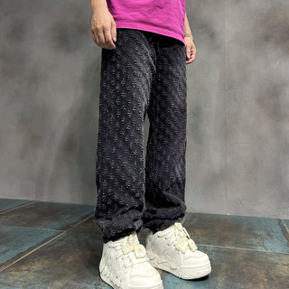 Quần jean nam ESEA, thời trang và phổ biến kiểu Mỹ retro dáng rộng giản dị thiết kế jacquard quần dài phong cách unisex chất lượng cao