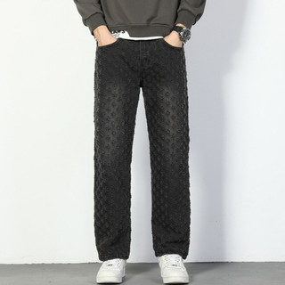 Quần jean nam ESEA, thời trang và phổ biến kiểu Mỹ retro dáng rộng giản dị thiết kế jacquard quần dài phong cách unisex chất lượng cao