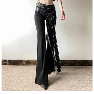 Klalien Mùa Hè Mới Thời Trang Nữ Phố Thoáng Mát Instagram Màu Đen Cao Cấp Quần Thường Ngày Có Dây Móng Tay Liễu