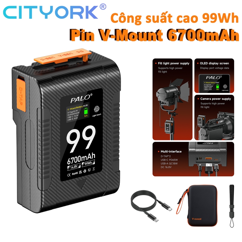 Pin V-mount CITYORK BP-99W 6700mAh Pin hình chữ V Pin gắn chữ V Pin đèn ...