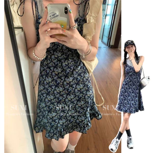 Suxi Phong Cách Hàn Quốc Ôm Phù Hợp Với Đầm Dự Tiệc Vintage Hoa Sling Đầm
