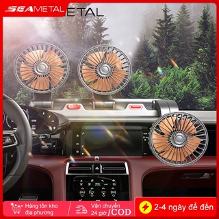 Quạt máy đôi mini SEAMETAL  12v-24v xoay 360 tiện ích trên ô tô, xe hơi cao cấp
