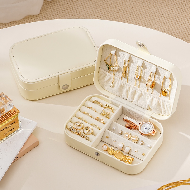 Casegrace Du Lịch Hộp Trang Sức Da PU Nhỏ Trang Sức Tổ Chức Hộp Dành Cho Nữ Di Động Mini Du Lịch Hiển Thị Hộp Bảo Quản Trang Sức Cho Bông Tai Nhẫn Dây Chuyền