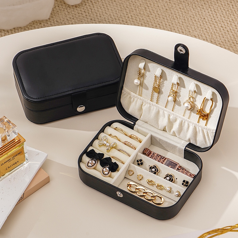 Casegrace Du Lịch Hộp Trang Sức Da PU Nhỏ Trang Sức Tổ Chức Hộp Dành Cho Nữ Di Động Mini Du Lịch Hiển Thị Hộp Bảo Quản Trang Sức Cho Bông Tai Nhẫn Dây Chuyền