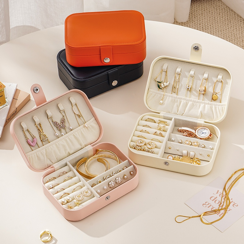 Casegrace Du Lịch Hộp Trang Sức Da PU Nhỏ Trang Sức Tổ Chức Hộp Dành Cho Nữ Di Động Mini Du Lịch Hiển Thị Hộp Bảo Quản Trang Sức Cho Bông Tai Nhẫn Dây Chuyền