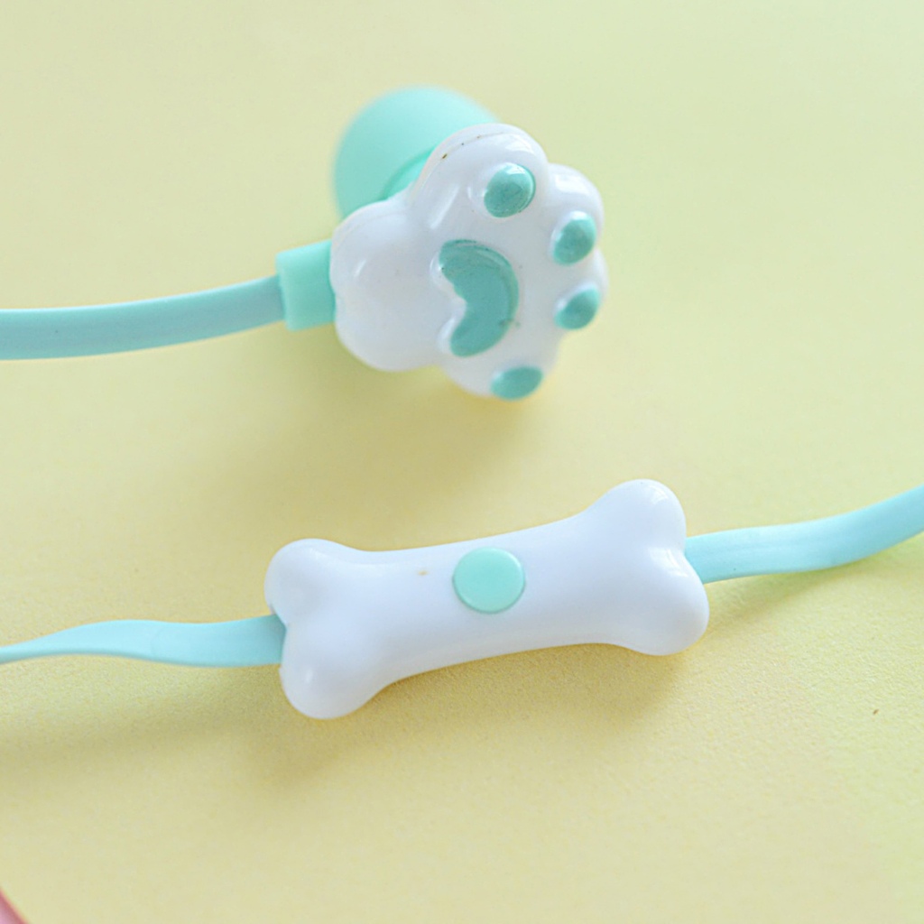 Tai Nghe Nhét Tai Có Dây 3.5mm Hình Dấu Chân Mèo Hoạt Hình Phong Cách Thể Thao Cho Học Sinh