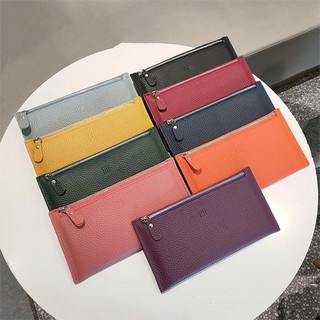 Chính Hãng Da Thật Chính Hãng Mỏng Dây Kéo Ví Nữ Lớp Đầu Tiên Da Bò Đựng Thẻ Túi Điện Thoại Di Động Đa Năng Đồng Xu Pur