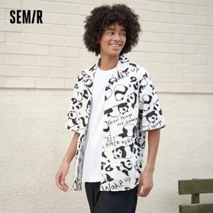 Semir [Phong cách tương tự trong trung tâm mua sắm] Áo sơ mi ngắn tay Morima nam mùa hè 2024 Phong cách mới Loose Niche In hàng đầu Cảm giác thiết kế hợp thời trang