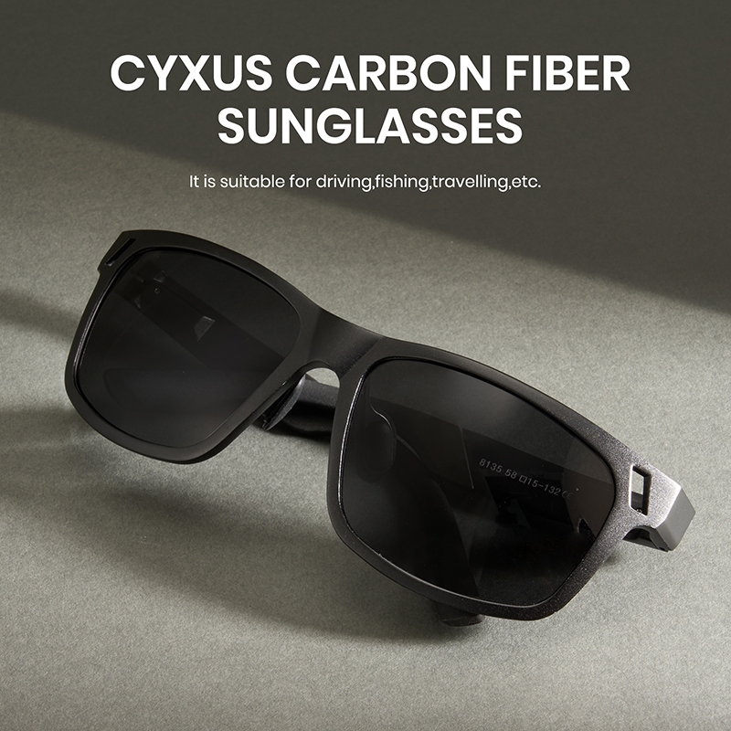 Cyxus Kính Phân Cực UV400 Gọng Carbon Vuông Siêu Nhẹ Chống Chói Hoàn Hảo Thể Thao Ngoài Trời P1142
