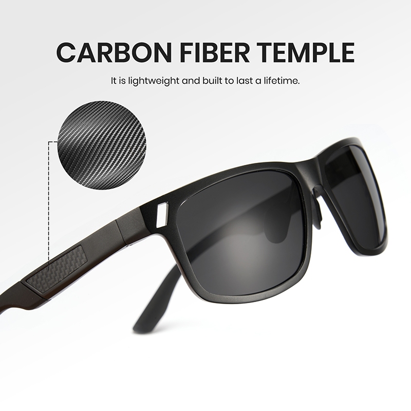 Cyxus Kính Phân Cực UV400 Gọng Carbon Vuông Siêu Nhẹ Chống Chói Hoàn Hảo Thể Thao Ngoài Trời P1142