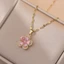 Dây chuyền titan nữ mạ vàng 18k hình hoa gắn đá long lanh sang trọng quyến rũ