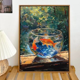 MOZI ✨30 * 40cm / 40 * 50cm tranh tô màu theo số tranh số hóa tranh sơn dầu số hoá Mưa Cá Vàng Tự Làm Tranh Sơn Dầu Kỹ Thuật Số Vẽ Tay Tranh Tô Màu Sơn Dầu Tranh Giảm Căng Thẳng Tranh Kỹ Thuật Số Tranh Nhồi Bông
