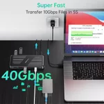Đế Hub Mỏng 11 Trong 1 USB4 40Gpbs, Tương Thích Với Sạc Thunderbolt 4 / 3Max 60W Cho Laptop, Màn Hình Đơn 8K @ 60Hz Hoặc Dual 4K @ 60Hz, Cổng USB 3.1 Gen 2, Cho Mac OS / Air, Windows — ảnh 4