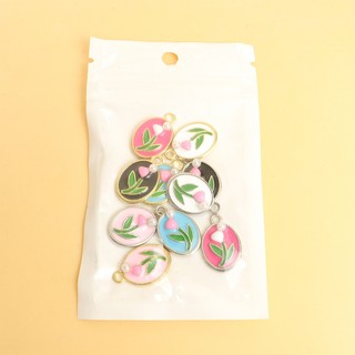 10 Chiếc Tinh Tế Giả Ngọc Trai Trang Trí Màu Va Chạm Họa Tiết Hoa Tulip Hình Bầu Dục Men Quyến Rũ Nữ Thiết Kế Niche Tính Khí Trang Sức Vòng Cổ Thanh Lịch Vòng Tay Bông Tai DIY Mặt Dây Hoa