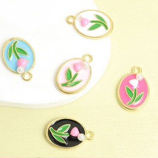 10 Chiếc Tinh Tế Giả Ngọc Trai Trang Trí Màu Va Chạm Họa Tiết Hoa Tulip Hình Bầu Dục Men Quyến Rũ Nữ Thiết Kế Niche Tính Khí Trang Sức Vòng Cổ Thanh Lịch Vòng Tay Bông Tai DIY Mặt Dây Hoa