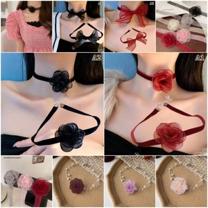 Vòng Cổ Choker Chất Liệu Ren Mặt Hoa Hồng Quyến Rũ Cho Nữ SBS