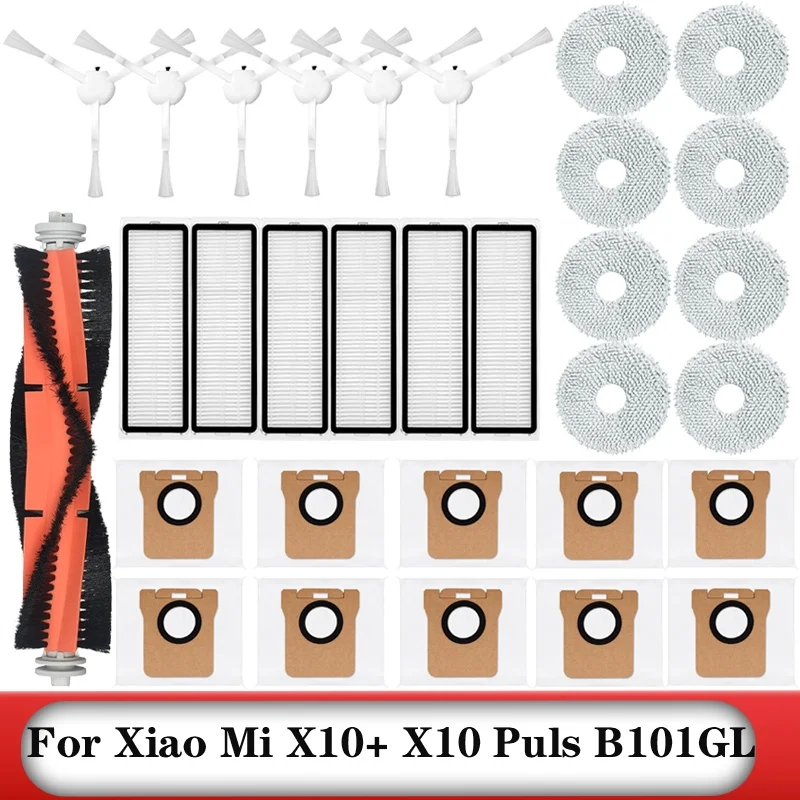 Robot hút bụi Xiaomi X10 +  X10 plus B101GL  lọc, Túi bụi, Bàn chải con lăn, Bàn chải bên, Cây lau nhà